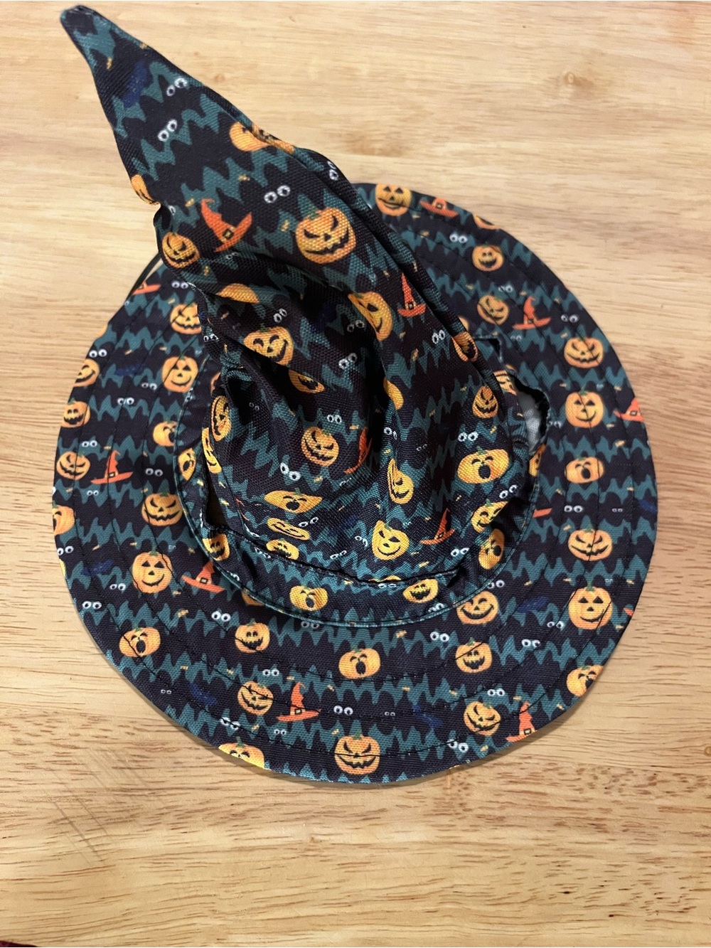 Dog Medium Halloween Witch Hat - Orange Pumpkin Pattern